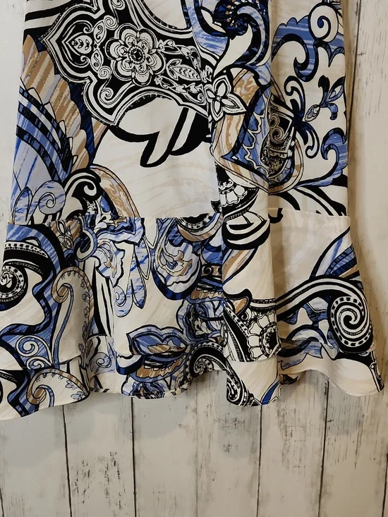 White House Black Market Blue Paisley Dress Sleeveless Fit Flare Size 2 - Picture 6 of 8